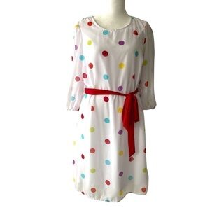 New York & Company small dress white polka dots colorful purple red yellow blue